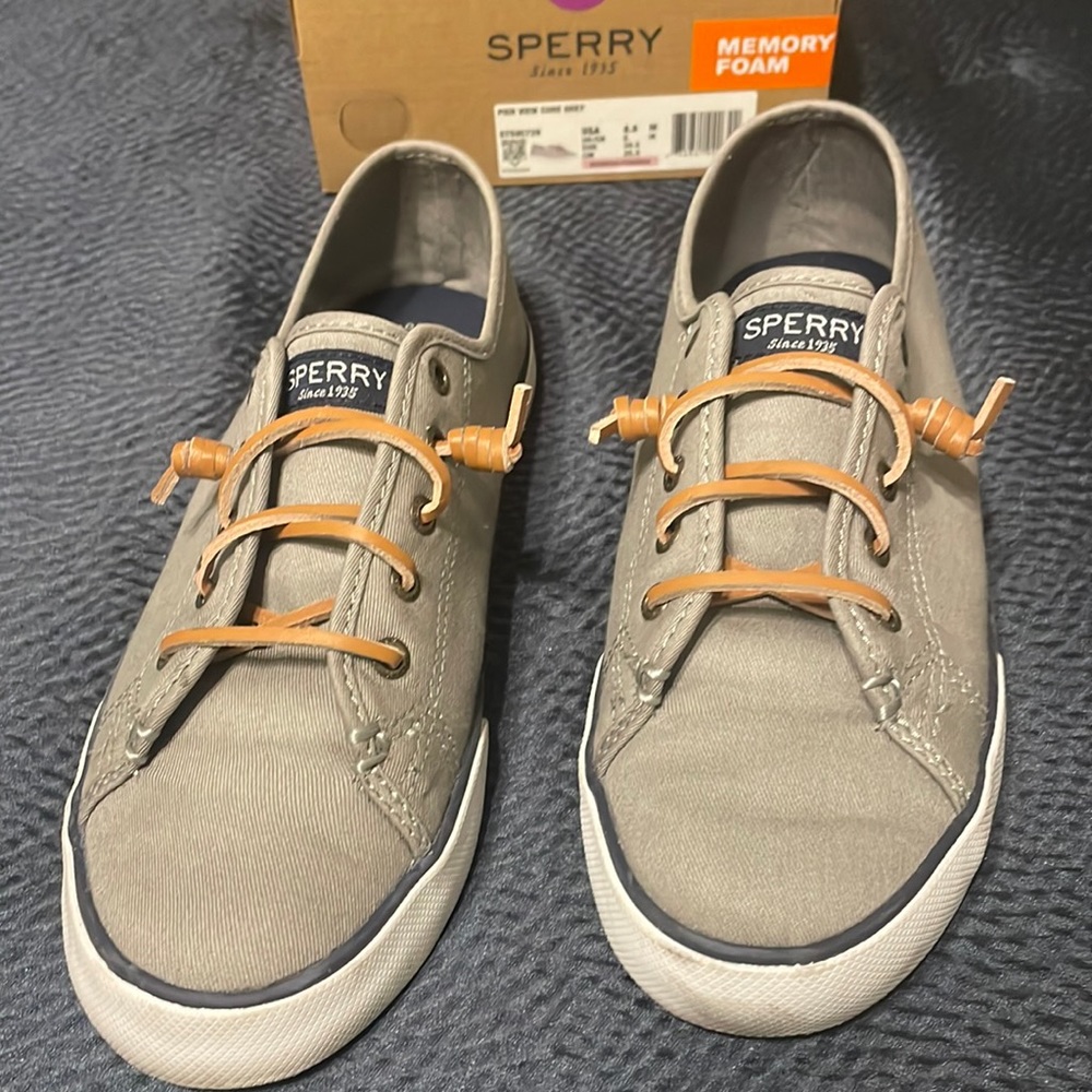 Sperry Top Sides “Pier View” Core Grey Memory Foam Women’s Sz 8.5 Sneakers